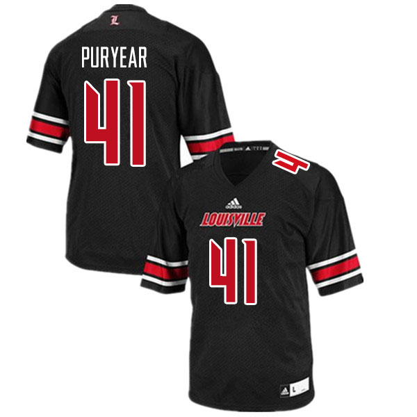 Men #41 Ramon Puryear Louisville Cardinals College Football Jerseys Sale-Black